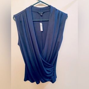 Navy sleeveless wrap top